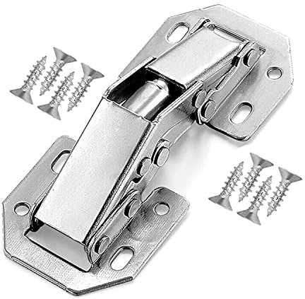 Louik Lot de 8 Charnière Porte Placard, 90 Degrés Charnière Invisible Meubles Porte en Acier Laminé à Froid 4 Charnière Grenouille avec Vis pour Placards, 110 × 43mm