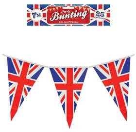 7M Union Jack British Flag Pennant Bunting Banner 25 Pendant, Queen Platinum Jubilee Decorations 2022,Outdoor Indoor Waterproof Double Sided PVC, Remembrance, Football, Party, Pub BBQ Royal Events
