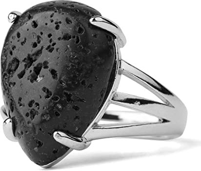 Roca De Lava Natural Anillo De Piedra Anillo De Gota De Agua De Cristal Anillos De Piedra Abiertos Ajustables para Mujer Anillos De Dedo De Tobillo De Equilibrio De Reiki Anillo De Eternidad para Mu