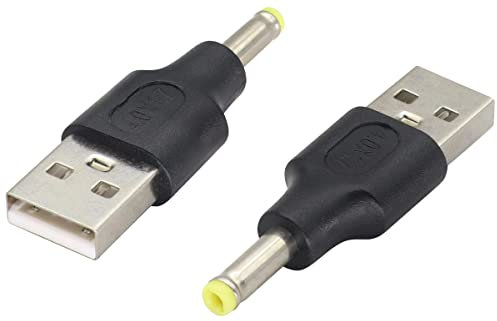 AAOTOKK (2-Unidades 5V DC a USB Adapter DC Power Converter Plug USB 2.0 a Macho a DC Macho Enchufe de Manga 5V DC o Conector de Cable de Alimentación DC para Dispositivos de Carga USB (DC 4.0×1.7mm)