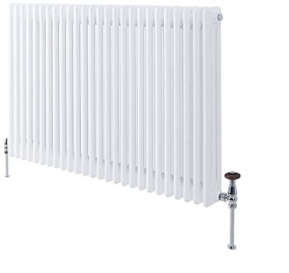 Milano Windsor White Cast Iron Style Horizontal Triple Column Radiator - 750mm x 1190mm