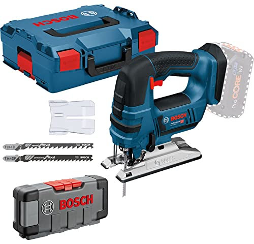 Bosch Akku-Stichsäge GST 18V-LI B Solo inkl. 30tlg. Stichsägeblätter-Set Wood in L-Boxx