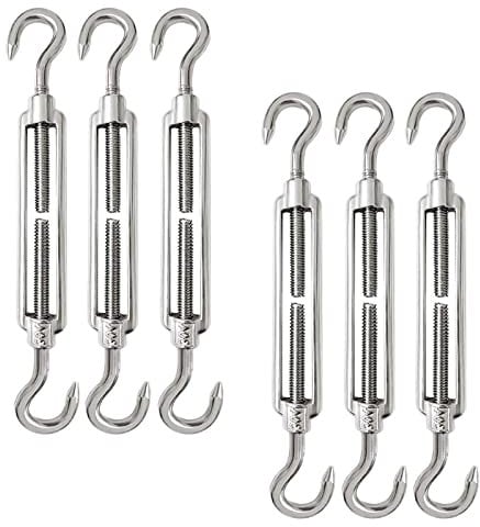 6 Stück M6 Spannschloss, Seilspanner Edelstahl, Drahtseil Spanner, Verstellbarer Spannschlosshaken Und Haken Für Edelstahlseilsystem, M6 Turnbuckle, Gartendraht, Zaunspanner, Wäscheleine