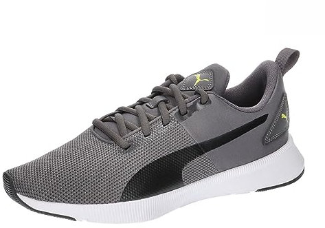 PUMA Flyer Runner Jr Sneaker, Dark Coal Black Lime Smash, 38 EU