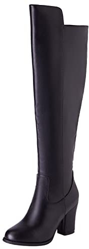 Diuniarza Stivali da Donna con Tacco Alto Sopra Il Ginocchio, Stivali da Vestito Eleganti Zip Stivali Alti Tacco Alto Punta Rotonda Thigh High Boots Classic Winter Riding Boots Nero Numero 47 EU