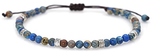 Suyi Beaded Bracelets Adjustable Handmade String Bracelet Bohemian Colorful Stone Strand Bracelet for Women Blue