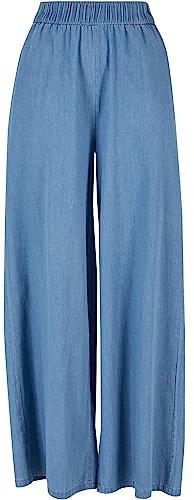 Urban Classics Damen Hose Ladies Light Denim Wide Leg Pants SkyBlue Washed XS