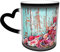 Juego de tazas de café con diseño de margaritas de crisantemo, con hojas grises y hojas de café vintage que cambian de color, 13 onzas, sublimación en blanco, tazas de café de cerámica para café