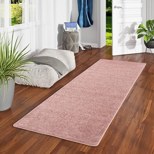 Snapstyle Hochflor Velours Teppich Läufer Einfarbig Weich Luna Altrosa in 9 Größen
