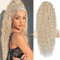 FLUFYMOOZ Ponytail Extension Pferdeschwanz Verlängerung, 66 cm Pferdeschwanz Haarverlängerung im Bohemian-Stil mit Kordelzug für Frauen, langer gelockter gewellter Pferdeschwanz (Kühles Blond)