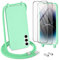 DiDaDi Coque pour Samsung Galaxy A54 avec Cordon, Collier Étui Silicone Liquide avec Tour de Cou Lanière en Corde Souple TPU Antichoc Housse - Vert Clair