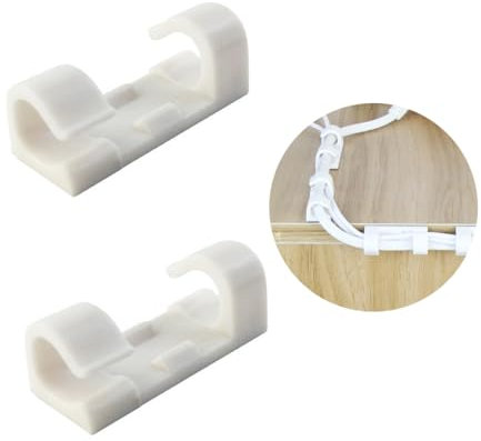 60 Count Sticky Cable Tidy Clips Organisers, Self Adhesive Cable Holder, Wall Clips - White - Small