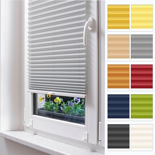 Plissee ohne Bohren zum Kleben von Stuza -für Fenster & Balkontür (Höhe von 150 cm bis 230 cm)