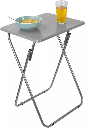 AAMEN Modern Style Grey Folding Table, Snack, Tv Dinner Laptop, Drinks, Side Table, Perfect Indoor & Outdoor (Gray)