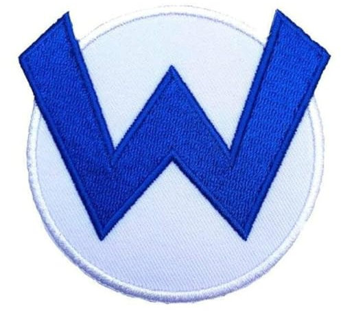 Wario W Logo Patch (7,6 cm) Besticktes Bügeln/Aufnähen, Abzeichen S-uper M-Ario Brothers Kostüm Emblem DIY Geschenk Patches