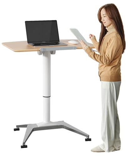 YVYKFZD Mobiler stehpult, höhenverstellbare Rednerpult, tragbare Laptoptisch mit Rädern, PVC-Platte + Legierungsbasis, Sitz-Steh Kirchenpodium (Color : Maple Color)
