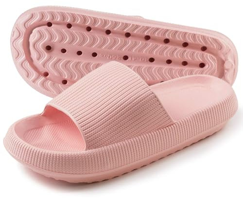 TOPALL Ciabatte Estive, Doccia Piscina Uomo/Donna, Antiscivolo Gomma Pantofole Sandali Mare Comode da Casa Pillow Cloud Slippers Slides (Rosa-Estive, 38/39)