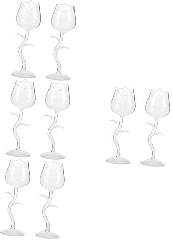 TOPBATHY 8 Piezas Copa vino cerveza lata vasos cerveza copas coctel copas margaritas vasos whisky vasos vidrio copa flor rosa copas vino en forma rosa delicado taza
