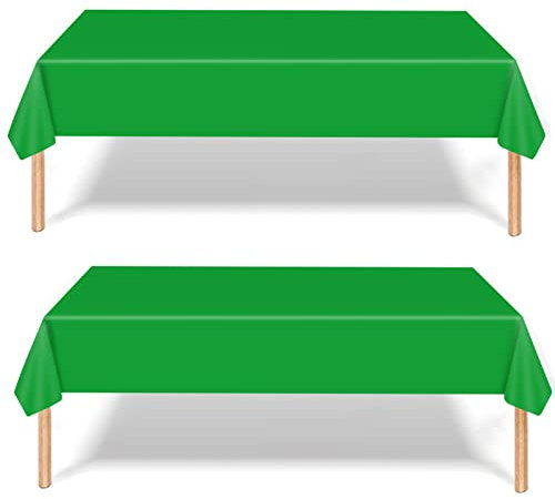 2Pcs 137*274cm Green Disposable Tablecloth Decorations for St Patrick Day Christmas,Disposable Party Table Cloth Party Table Covers Dining Tablecover for Indoor or Outdoor Birthday Xmas Picnic Party