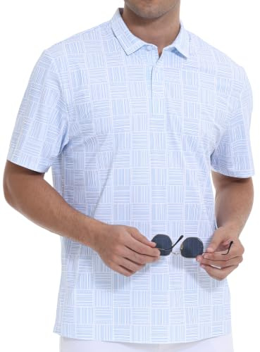 YuKaiChen Men's Short Sleeve Golf Polo Shirts UK | Breathable & moisture wicking , quick dry, printed top for sports,work & casual