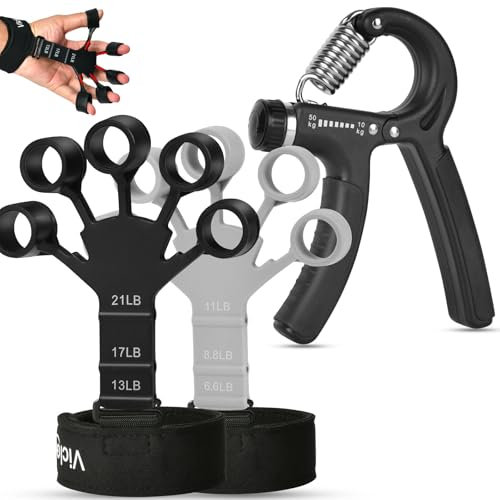 Vicloon Fingertrainer,3-teiliges Griffkraft Trainer Set,Finger Extensor Exerciser,Griffkraft Trainer,Verstellbarer Handtrainer Für Für Das Handkrafttraining