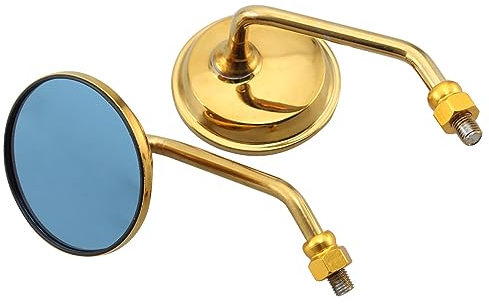 Lenkerendenspiegel Motorrad Für Roller Für Cafe Für Racer 10mm Motorrad Spiegel Runde Gold Rückspiegel Lenker Montieren Seite Spiegel Universal Chopper Spiegel