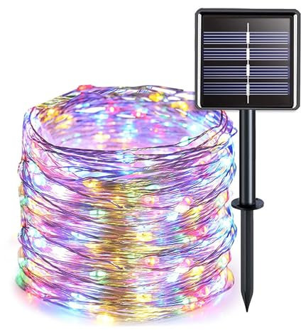 Guirnalda Luces Exterior Solar 7M 50 LED Guirnaldas Luces 8 Modos IP65 Alambre de cobre Impermeable Luce Exterior Solar para Navidad Decoración de Jardín Patio Balcón Fiesta de Bodas