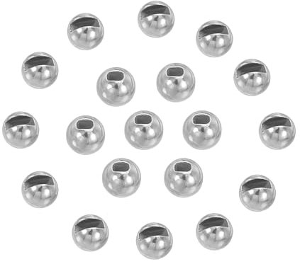 PATIKIL 2.8mm Fly Tying Tungsten Beads, 50 Pcs Tungsten Slotted Beads Tungsten Round Ball Beads for Jig Hooks Fishing Materials, Dark Silver