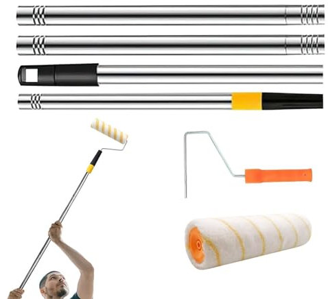 Genikeer Painters Pole Adaptor | Extendable Paint Roller Telescopic Long Reach Handle | Painters Pole Attachment Brush | Wall Painting Extender for Ceiling Kitchen Cabinets Small Area