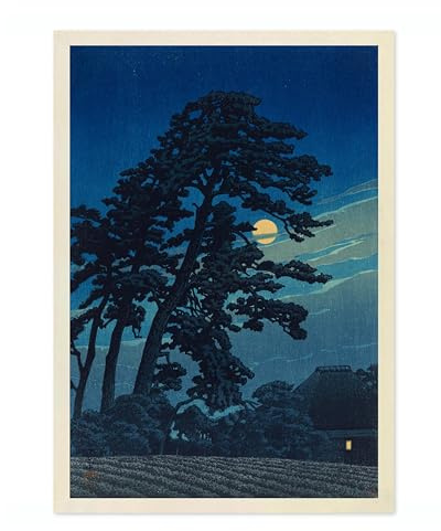 Animato Kawase Hasui Poster, Motiv: Vollmond bei Nagome (Magome No Tsuki), japanischer Holzblock, Ukiyo-E, Vintage-Kunstbild, Gemälde, Wandkunst, Ausstellung, Archivierung, matt, A3 (nur Druck), 42 x
