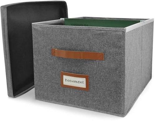 Amazing Tour PVC File Organiser with Lid, Suspension Box with Plastic Slide, A4 Box Files Suitable for Home and Office, 1 Pack Grey
