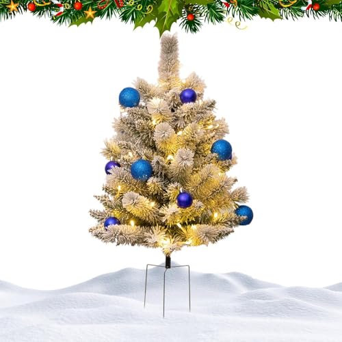 estacas de jardín de Navidad, árboles de Navidad de,Estaca de jardín para árbol iluminada con Pilas | Luces de estaca de jardín preiluminadas para árbol de Navidad de 2,5 pies, Luces de Multicolores