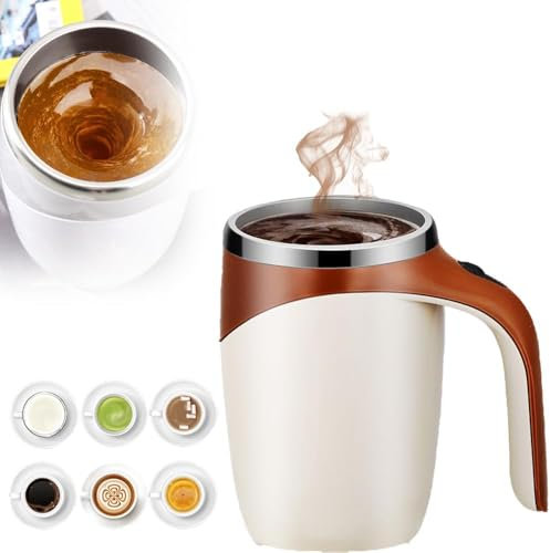 Kdely 2025 Automatic Magnetic Stirring Coffee Mug, Stainless Steel Self Stirring Mug, Portable Rechargeable for Home, Office, School, Travel (Coffee Color)