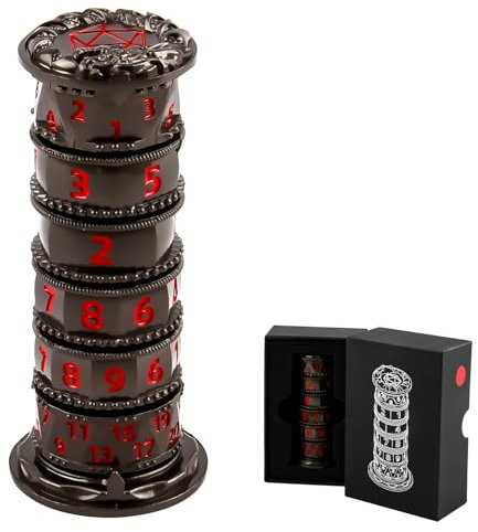 ORUZA Roulette Dice Spinner for DND Dice Set, 7-in-1 Dragon Metallic D&D Pagoda Dice for D&D RPG MTG Warhammer 40K Sci-Fi, War Theme Tabletop Games, Role Playing Steampunk Theme Games