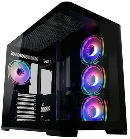 LC-Power Gaming-Gehäuse 8001B Pro-Storm Dark – ATX, RGB-Designfront, Seitenteil aus Hartglas, USB-C, 10 Lüfter-Optionen, bis zu 5 HDDs/SSDs