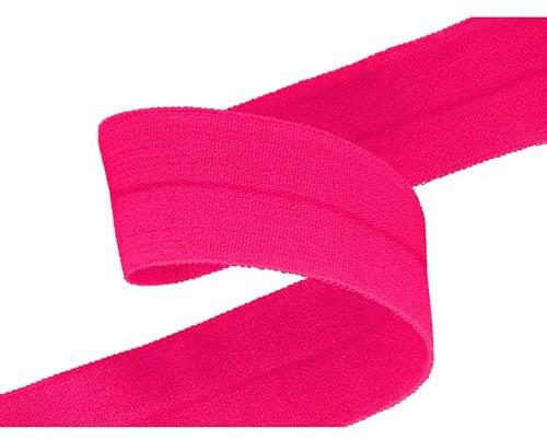Falzgummi 100m Faltgummi 20mm hochelastisch Faltgummi Schrägband Saumband Farbwahl, Farbe:007 - neonpink