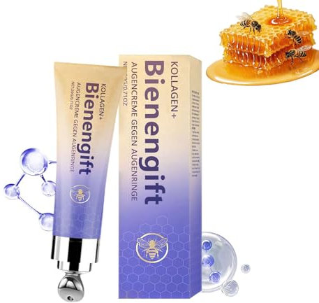 Kollagen Bienengift Augencreme mit Roll-On, Anti-Aging Augenpflege gegen Falten und Augenringe (1)