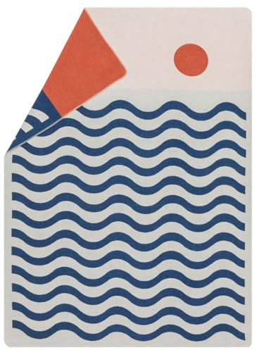 David Fussenegger Wohndecke Silvretta 'Wellen' 140 x 200 cm Marine - Blau