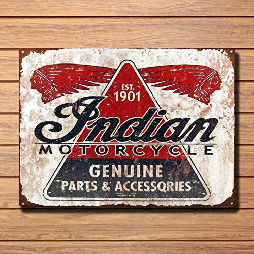 BigOtters Blechschild Indian Motorcycles Est 1901 20,3 x 30,5 cm Metall Blechschild Dekoration Eisen Malerei Metall dekorative Wandkunst