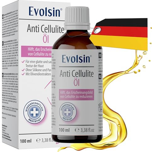 Evolsin huile anti Cellulite – formule à base d’ingrédients naturels pour lisser et nourrir la peau – 100 ml – Alternative à la crème anti cellulite