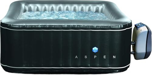 JUNG Aspen Whirlpool aufblasbar eckig, 4 Personen SPA Selbstaufblasend, beheizter Pool Outdoor & Indoor, 168x168cm, 110 Wellness Luftdüsen