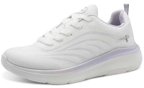 Tamaris Damen Wide FIT Sneaker Textil Feeling Light, White/Lilac, 36