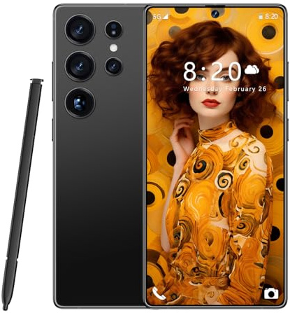 ULUCAN Smartphone S25 Ultra Premium 5G – 16 Go 1 to, écran 7,3 HD 1440p, Double caméra 108 Mpx et 72 Mpx, Snapdragon 8Gen 3, Charge Rapide 8 000 mAh, Android 14 débloqué,Black-1TB