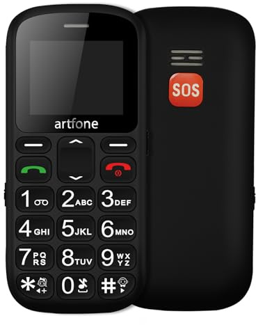 artfone CS181 Schwarz - Seniorenhandy Ohne Vertrag丨Dual SIM 2G GSM Handy mit Großen Tasten丨SOS Notruftaste丨Taschenlampe丨Großtastenhandy丨Sprachansage丨Kurzwahl丨FM丨1,8 Zoll Farbdisplay丨Bluetooth丨USB-C