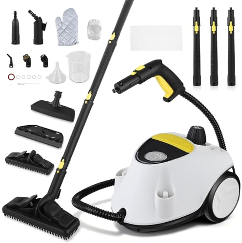 Dampfreiniger,2100W Dampfreiniger Handgerät mit 22 Zubehör，Schnelles Aufwärmen auf 320°F Hochtemperatu,2.1L Wassertank,5 Bar Dampfmaschine für Küchenmöbel, Badezimmer, Auto, Boden, Sofa