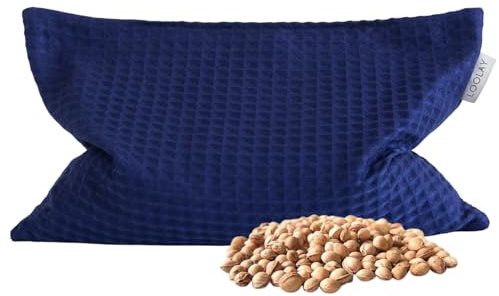 LOOLAY Kirschkernkissen Mikrowelle 20x30 cm – Wärmekissen Waffelpique Baumwolle – Kirschkern Kissen Ideal bei Muskelverspannungen oder Menstruationsbeschwerden (dunkelblau)