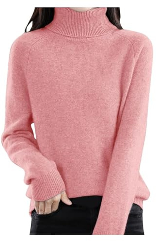 Pull à col roulé en cachemire pour femme – Pull surdimensionné à manches longues pour l'automne et l'hiver – Chandail en tricot doux et habillé 2025