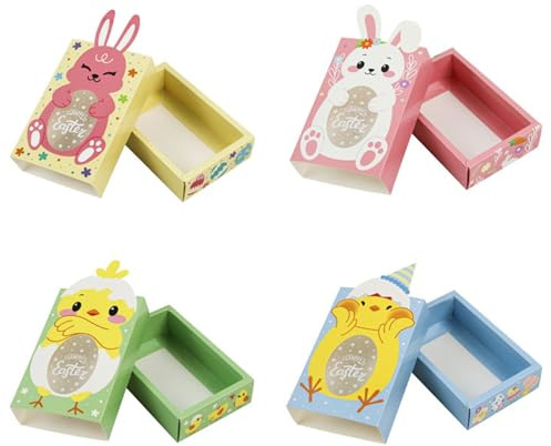 Geschenkboxen Süßigkeiten Ostern, 12 Stück Papier Osterdeko Geschenkboxen zum Befüllen, Ostern Verpackung Süßigkeiten Schokolade Box, Osterhasen Ostereier Geschenkbox für Ostergeschenke 13.5*6.7*2.7cm