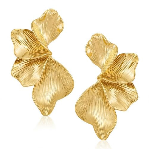 Lysjoy Große Ohrringe Gold, Blumen Ohrringe Groß, Ohrstecker Blume, Statement Gold Ohrringes, Große Ohrringes Modeschmuck für Damen Geburtstage, Partys, Hochzeiten und Feiertage (A)