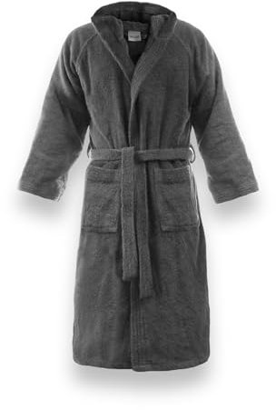 Bassetti Time - Albornoz de rizo con capucha para hombre y mujer, de 360 g/m², gris, Medium